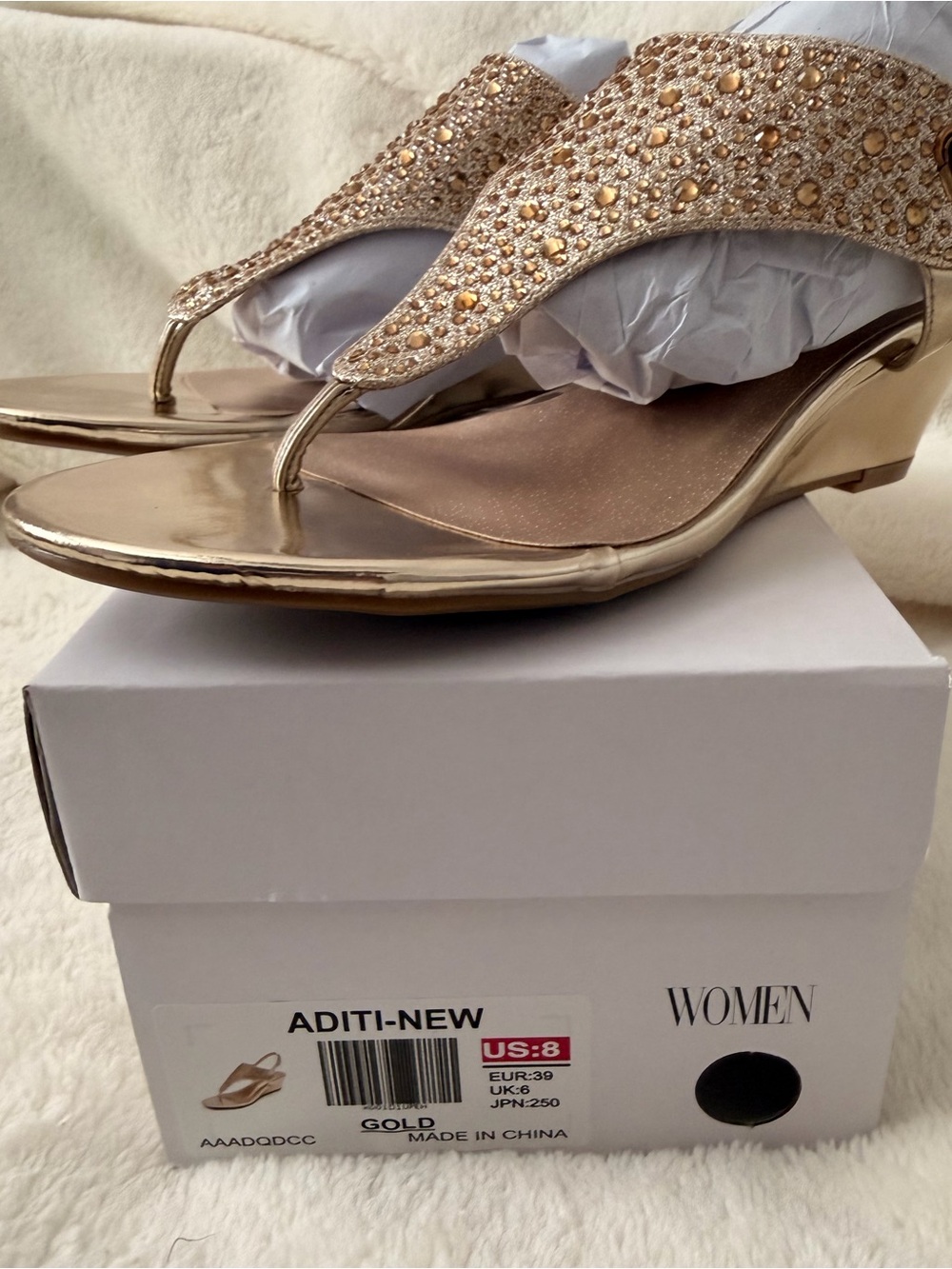 Dream Pairs Gold Jeweled Wedge Sandals for Women
